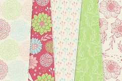 Spring Floral Vector Patterns - Pastel Flower Seamless Digital Papers Product Image 4