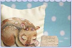 Cute sleeping baby animals watercolor clipart kit Product Image 2