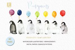 Penguins. Watercolor clipart Product Image 9