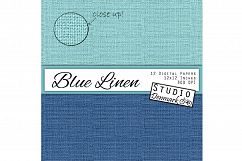 Blue Linen Digital Paper - 12 Shades Blue Green Teal Product Image 2
