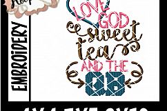 Love God Sweet Tea And The QB- Football Embroidery Product Image 2