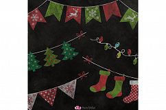 Chalkboard Christmas Bunting clipart Product Image 2