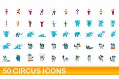50 circus icons set, cartoon style Product Image 1