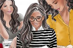 Fashion illustration clipart Girls with books - Dark skin Product Image 3