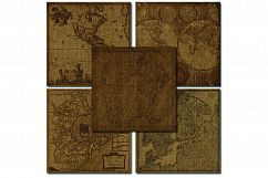 Burlap Maps Digital Paper - 14 Antique Burlap Sack Maps Product Image 3