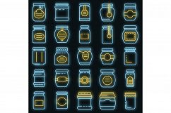 Jam jar icons set vector neon Product Image 1