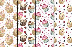 Watercolor Cupcakes seamless digital paper pack Product Image 2