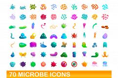 70 microbe icons set, cartoon style Product Image 1