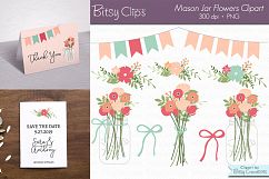 Mason Jar Flowers Digital Art Set Clipart Product Image 1