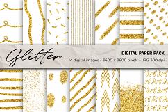 Gold Glitter Geometric Digital Paper, Glitter Digital Papers Product Image 1