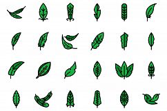 Feathers icons set vector flat Product Image 1