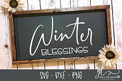 Winter Blessings - Christmas Cut File - SVG, DXF &amp; PNG Product Image 1