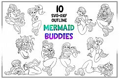 Mermaid Nautical Clipart, SVG, PNG, Watercolor, Sublimation Product Image 3