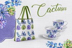 Colorful cactuses PNG watercolor set Product Image 7