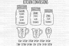 Kitchen conversions svg, Measurement chart svg, Measurement cheat sheet svg, Kitchen svg, Mason jar cut file, Kitchen measurement svg, Cooking Product Image 2