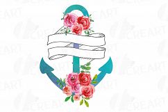 Hope anchors the soul watercolor floral clip art set, watercolor floral anchor digital clip art, Vector Illustrator, PNG, EPS, JPG files Product Image 5
