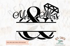 Mr &amp; Mrs split monogram frame, wedding decal SVG,DXF,PNG,EPS Product Image 1