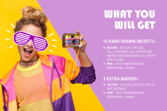Back to the 90&#039;s. Hand Drawn Icons Product Image 2