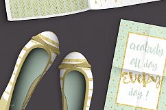 Digital Paper Pack in Gold and Mint - Seamless patterns Product Image 4