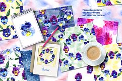 70 watercolor pansy flowers patterns  Product Image 2