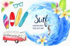 Watercolor Surf Clip Art Set Product Image 1