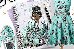 Audrey Style Mermaids Clipart Product Image 2