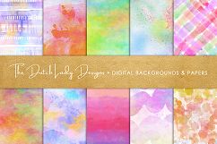 Watercolor Rainbow Scrapbook Papers Product Image 1