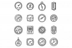 Barometer control icons set, outline style Product Image 1