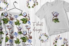 Blue and white cotton PNG watercolor set Product Image 7