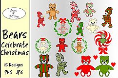 Bears Celebrate Christmas, 15 Designs, Clip Art, Sublimation Product Image 1