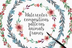 Watercolor Frames, Patterns and Animals Product Image 1