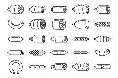 Sausage fresh icons set, outline style Product Image 1