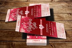 Red Hearts Valentines Gala Ticket Template Product Image 1