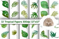 12 Digital Papers, Tropical Leaves Seamless Patterns, Backgrounds Product Image 1