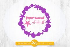 mermaid-wreath-heart cutting files svg, dxf, pdf, eps included - cut files for cricut and silhouette - Cutting Files SG Product Image 1