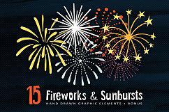 Hand drawn Fireworks &amp; Sunbursts set Product Image 1