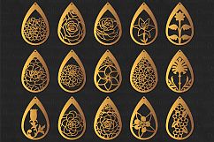 Floral Earrings SVG, Teardrop Earrings, Pendant SVG files for Silhouette Cameo and Cricut. Product Image 1