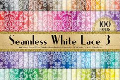 100 Seamless White Damask Lace Flower Digital Papers Product Image 1