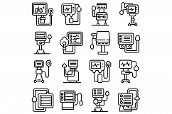 Ventilator Medical Machine icons set, outline style Product Image 1