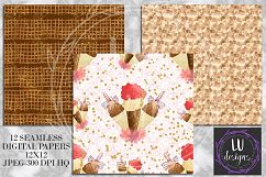 Ice Creams Digital Papers, Summer Seamless Patterns, Dessert Backgrounds Product Image 2