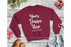 Christmas Winter Party Maroon Unisex Sweatshirt Mock Up Product Image 1