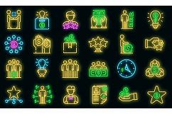 Crowdfunding icons set vector neon Product Image 1