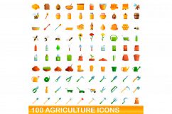 100 agriculture icons set, cartoon style Product Image 1