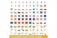 100 construction icons set, cartoon style Product Image 1