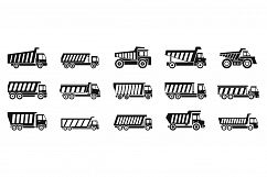 Tipper truck icons set, simple style Product Image 1