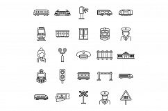 Electric train driver subway icons set, outline style Product Image 1