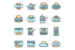 Printer icon set line color vector Product Image 1