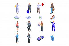 Shareholder icons set, isometric style Product Image 1