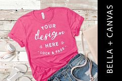 Charity Pink Bella Canvas 3001 T-Shirt Mockup Girls Apparel Product Image 1