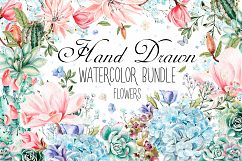 HandDrawn Watercolor Bundle FLOWERS3 Product Image 1